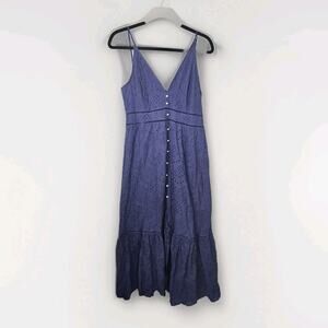 Simplee Boho Dress Plus Size XXL Ecru Eyelet Embroidery Button Sundress